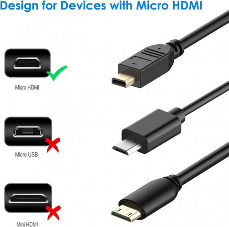 Micro HDMI-HDMI Kábel, Ethernet, 3D Támogatás, Aranyozott, 3m Fekete - Outlet24