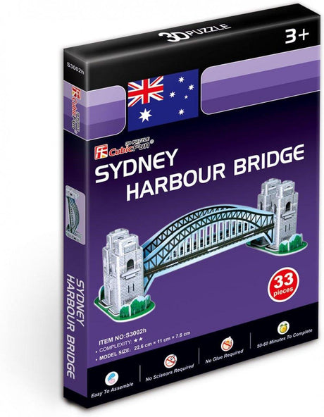 Mini Világ Nagy Építészetei S3002h Ausztrál Sydney Harbour Bridge 3D Puzzle, 33 darab - Outlet24