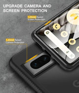 Mobiltelefon Tok Google Pixel 7 Pro átlátszó, ütésálló, strapabíró szilikon beépített képernyővédő fóliával (fekete) - Outlet24