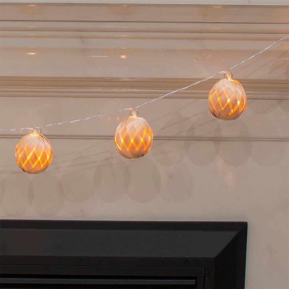 Modern stilusú LED Elemes fényfűzér, Beltéri, Rattan labdák, Karácsonyra, Újracsomagolt termék - Outlet24