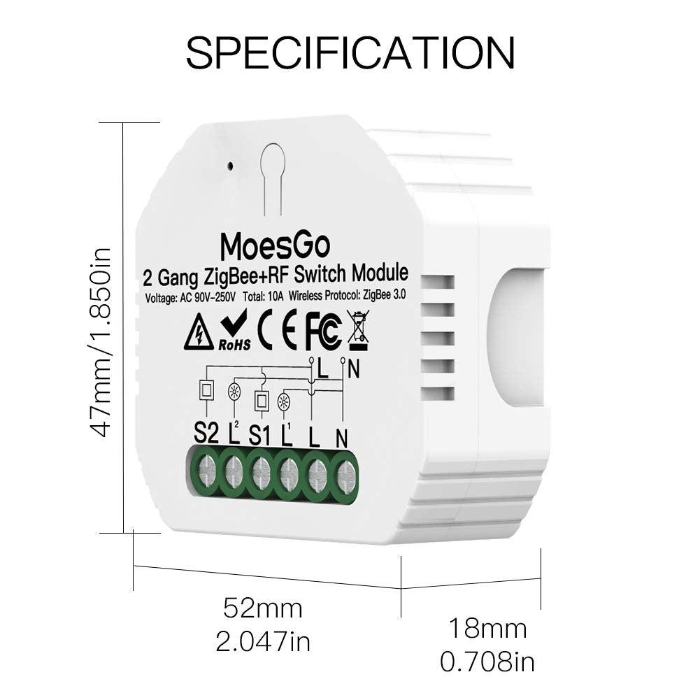 MoesGo ZigBee MESH Okos Alexa Kapcsoló RF433 Fénykapcsoló Modul, Tuya és Google Home Kompatibilis - Outlet24