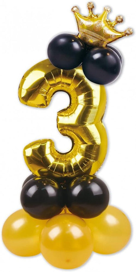 Nagyméretű Arany színű 3-as szám Lufi dekoráció, Rózsaszín Születésnapi Parti Dekoráció - Outlet24