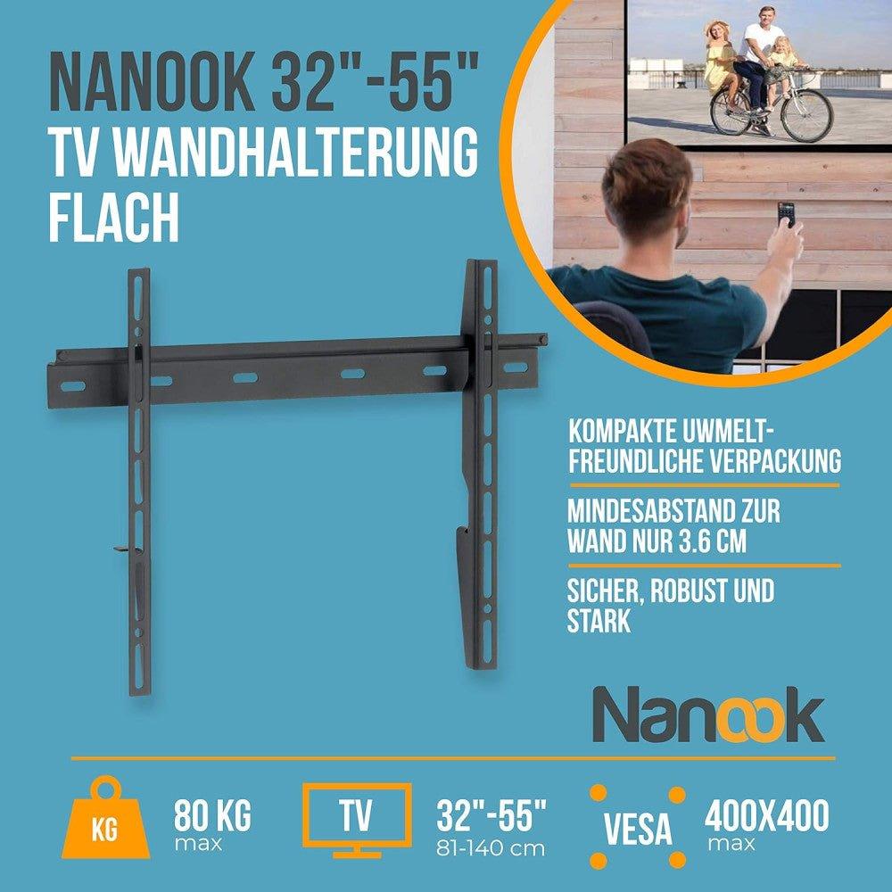 Nanook Fali TV Tartó 32-55" LED, OLED, QLED TV-khez, VESA 100x100-600x400, Fekete Újracsomagolt termék - Outlet24