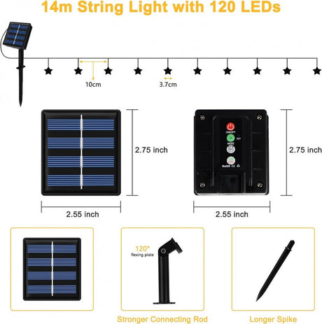 Napelemes LED Kültéri Dekorációs Fényfüzér, 120 LED, 8 Mód Újracsomagolt termék - Outlet24