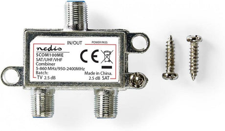 Nedis SCOM100ME Műholdas Soft 2 az 1-ben F csatlakozó VHF/UHF: 5 – 860 MHz Műhold: 950 – - Outlet24