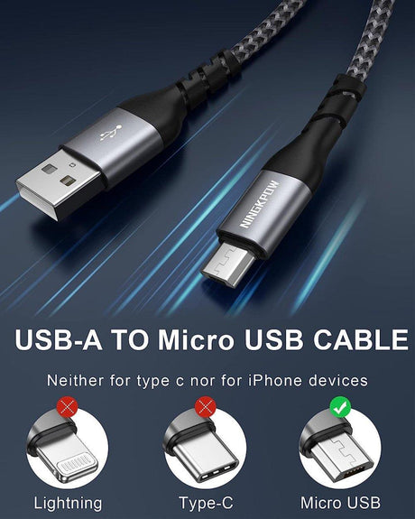 NINGKPOW Fonott Micro USB kábel 2 méter - Újracsomagolt termék - Outlet24