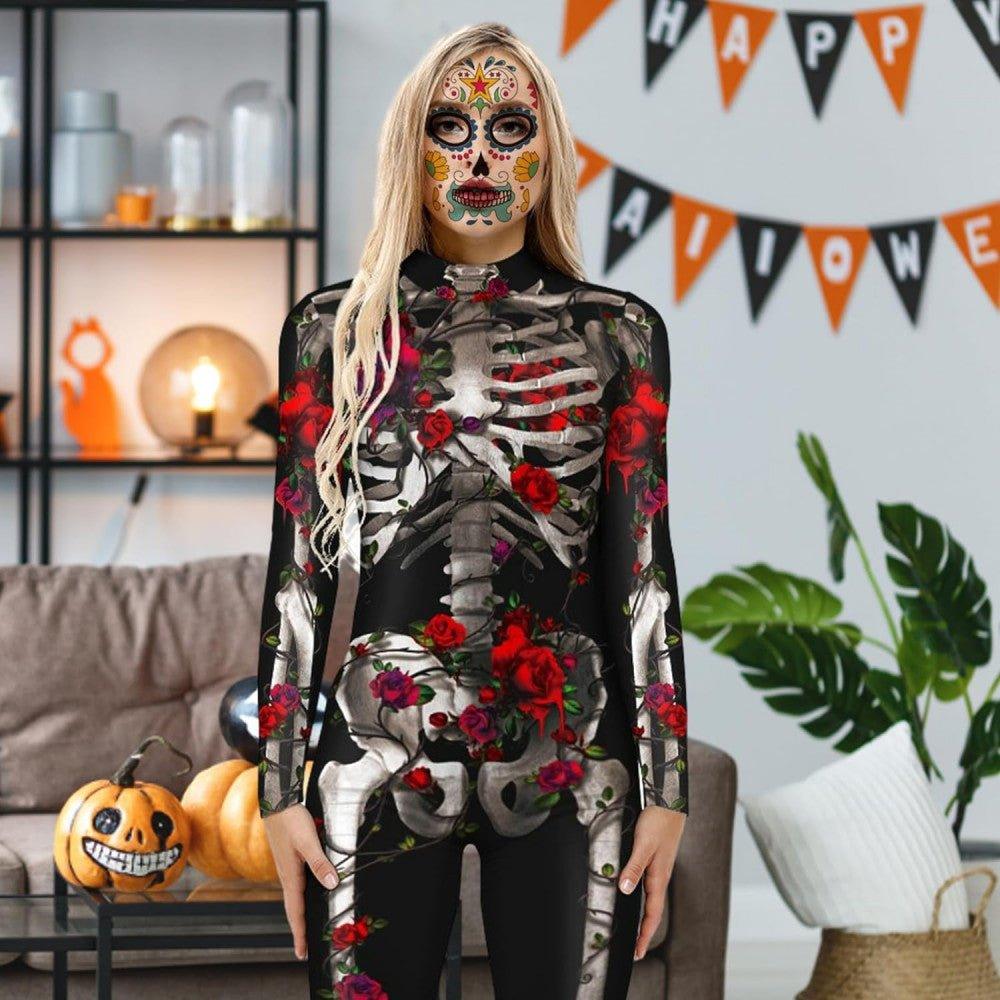 Női Halloweeni Csontváz Jelmez, Overáll (Méret:M) - Outlet24