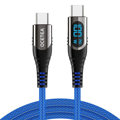 Ocetea 100W Gyors Töltő USB C-C Kábel LED Kijelzővel, 30cm - MacBook, iPad, Galaxy Kompatibilis - Outlet24