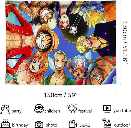 One Piece Születésnapi Háttér fotózáshoz, fali dekoráció (150 x 130 cm) - Outlet24