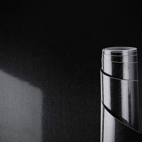 Öntapadós Fólia 300 x 40 cm Fényes Fekete Csillámmal, bútorhoz, szekrényhez - Outlet24