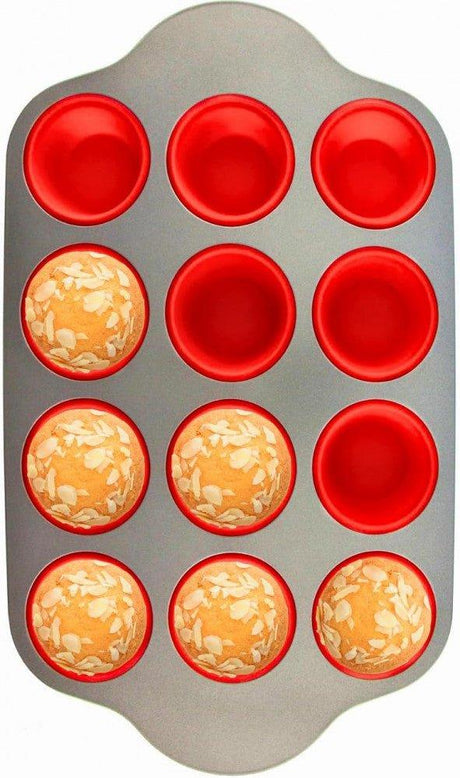 12-es szilikon muffin sütőforma acél vázzal - Outlet24