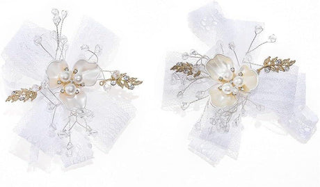 2 darabos menyasszonyi asztali korsettkészlet, csipkével, virággal - Fehér - Outlet24