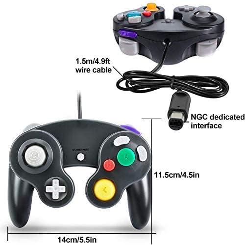 2 db vezetékes Gamecube kontroller, klasszikus , vibrációs gamepad, kompatibilis Gamecube/Wii U/Wii/PC/Switch készülékekkel, Fekete - Outlet24
