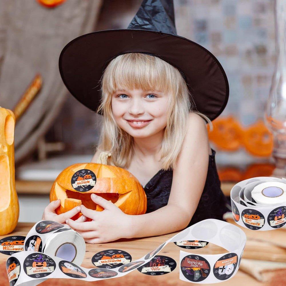 500 db Halloween matrica gyerekeknek, 1,5 hüvelykes töklámpás, denevér, pókháló - Outlet24