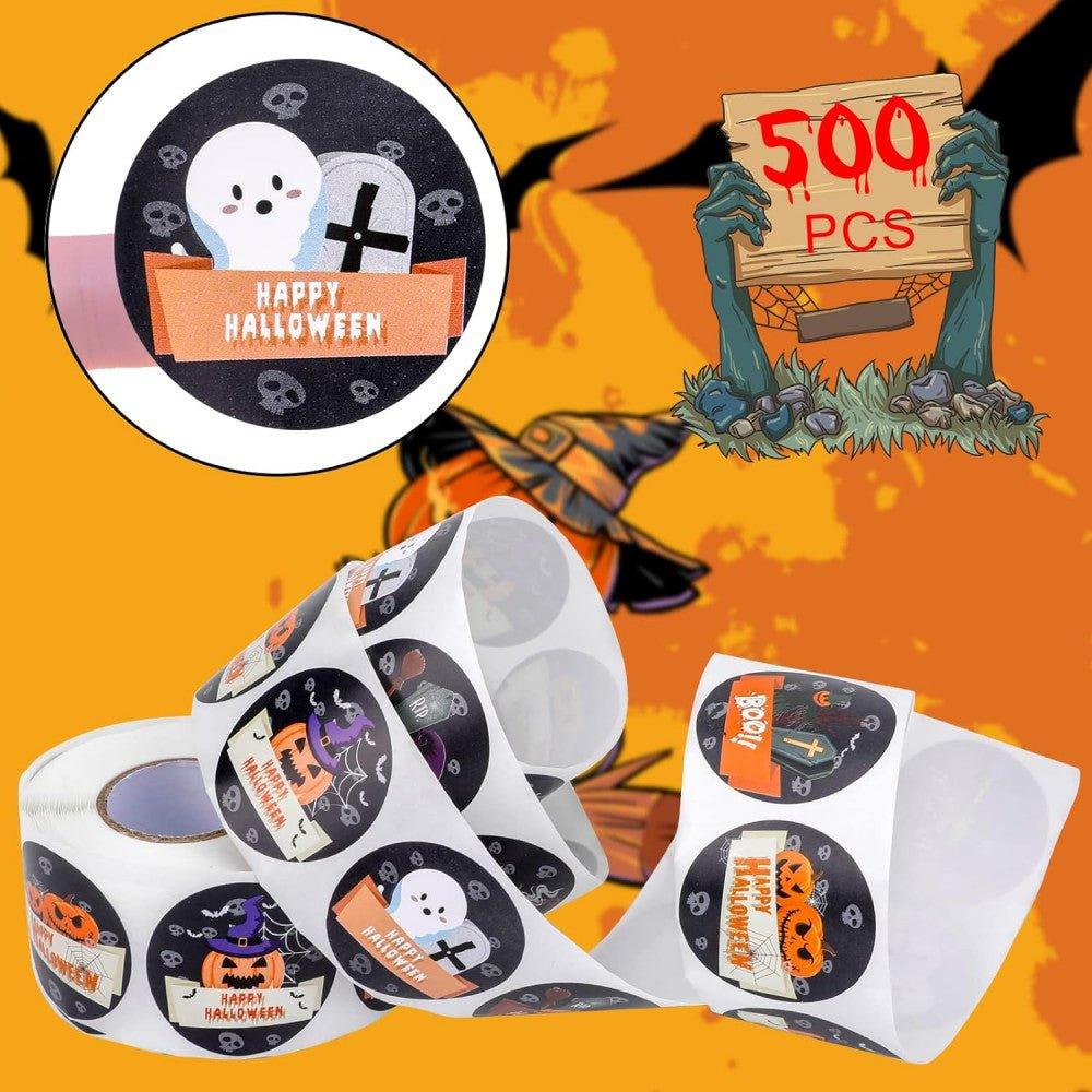 500 db Halloween matrica gyerekeknek, 1,5 hüvelykes töklámpás, denevér, pókháló - Outlet24