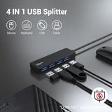 Qhou 4 Portos USB 3.0 Hub, Magas Sebességű Adatátvitel, USB C Kompatibilis - Outlet24