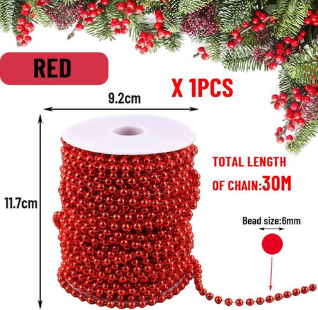 Taozoey 30m Karácsonyfa gyöngyfüzér, 6mm-es gyöngyök - Outlet24