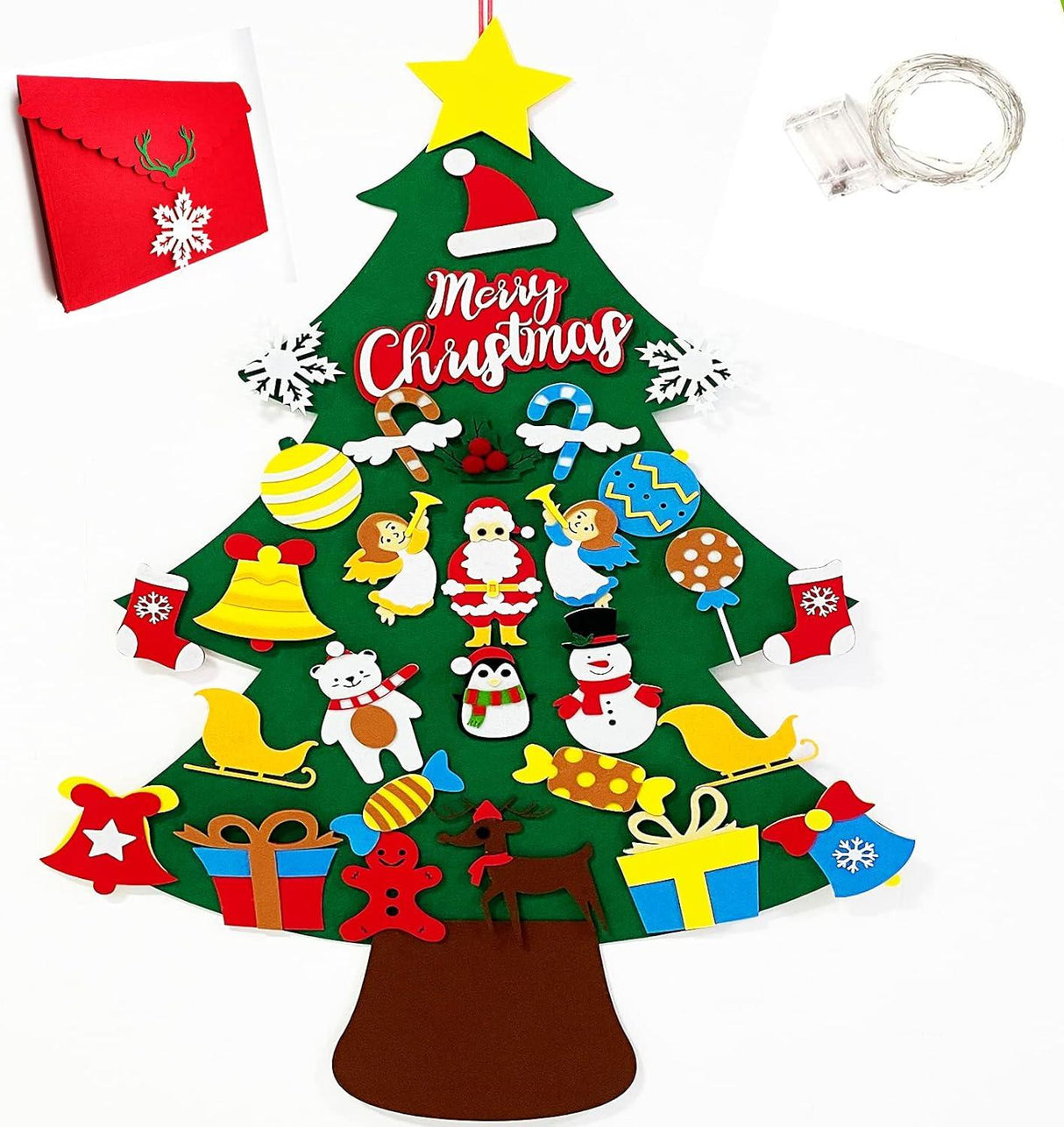 Filc Karácsonyfa Adventi Naptá - DIY Készlet Gyerekeknek, 30 Dísszel - Outlet24