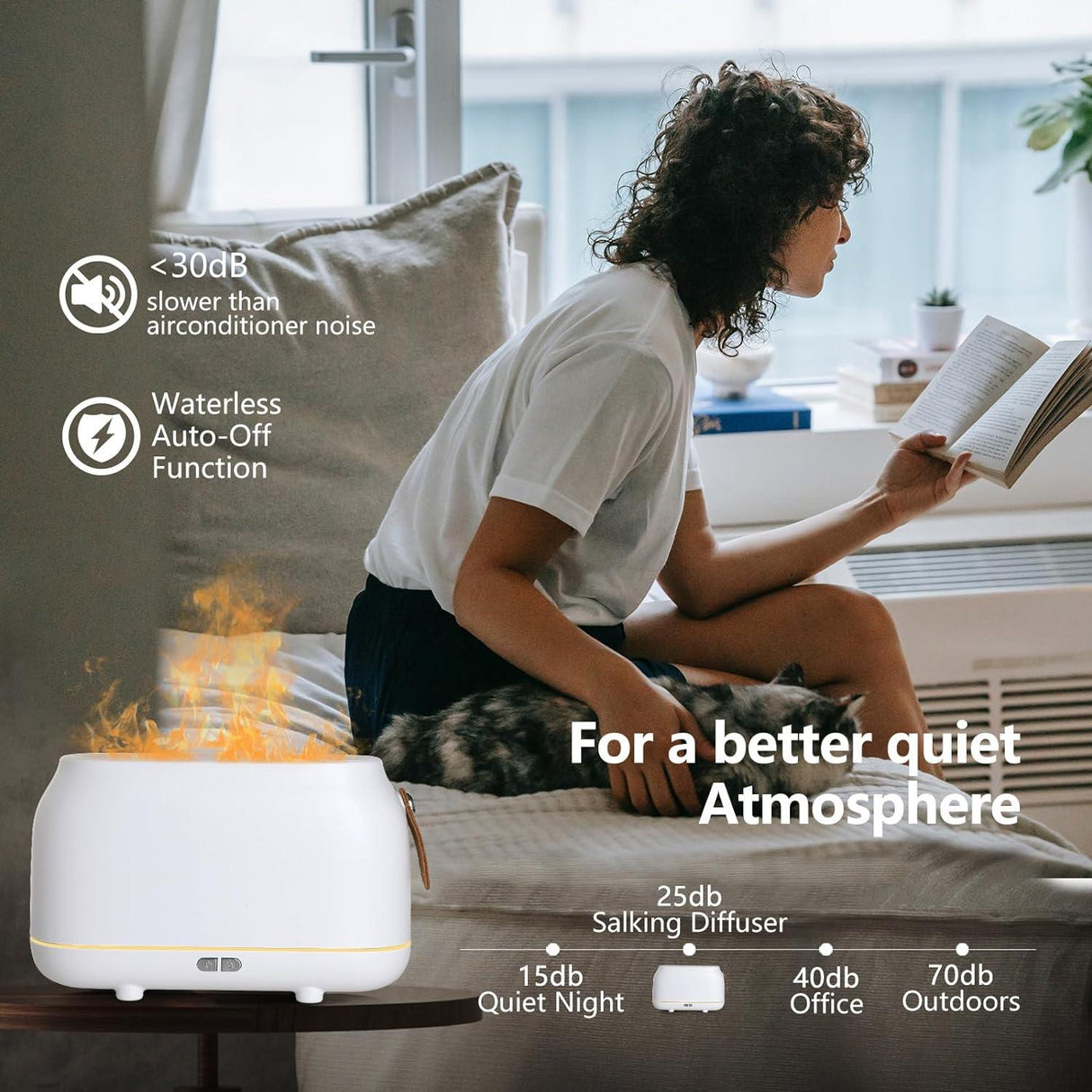 Aromaterápiás Párologtató, Láng Hatású LED Fényekkel és Ultrahangos Technológiával - Ellenőrzött használt termék - Outlet24