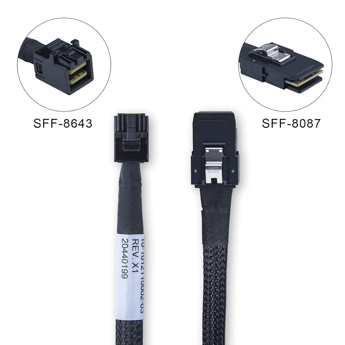 10Gtek Mini SAS HD SFF-8643 - SFF-8087 Kábel, 0.6m, 12Gbps - Outlet24