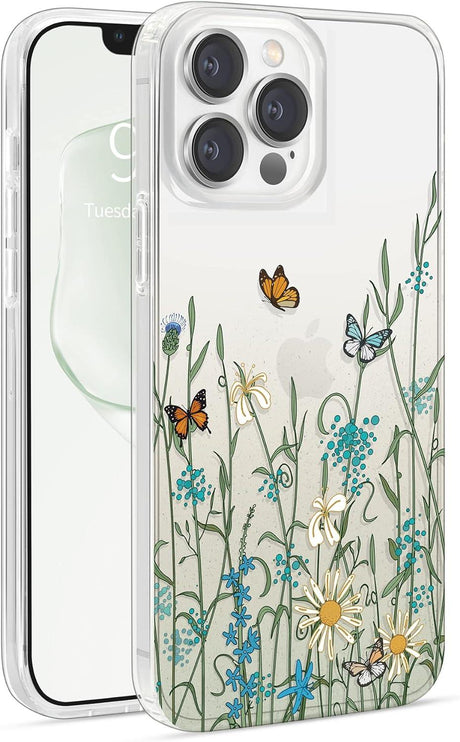 iPhone 13 Pro Max Virágmintás Átlátszó Ütésálló Tok Kamera Védővel - Outlet24