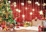 Karácsonyi Háttér - Mikulás, Ajándékok és Csillagok 7x5FT - Outlet24