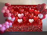 XIIULANGS Valentin-napi Háttér Vörös Rózsaszín Szív Lufis Fotózás 210cm x 150cm - Outlet24