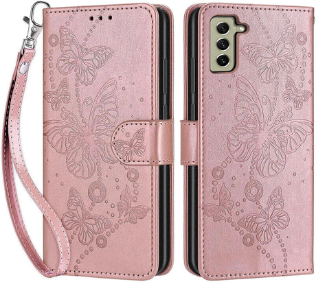SIENIANLINE Samsung Galaxy S21 FE PU Bőr Tok, Rózsaszín Arany Flip Wallet - Outlet24