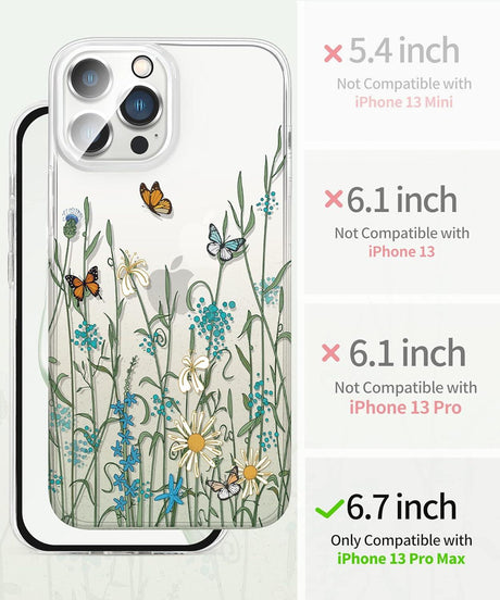 iPhone 13 Pro Max Virágmintás Átlátszó Ütésálló Tok Kamera Védővel - Outlet24