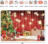 Karácsonyi Háttér - Mikulás, Ajándékok és Csillagok 7x5FT - Outlet24