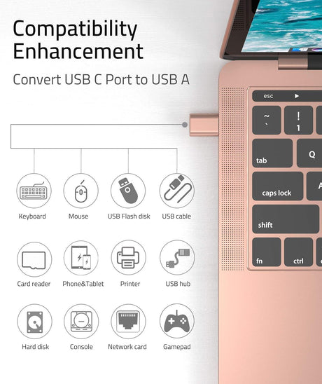 USB C - USB 3.0 Adapter, iPhone 15 Pro Max/MacBook Kompatibilis, Rózsaszín Arany - Outlet24