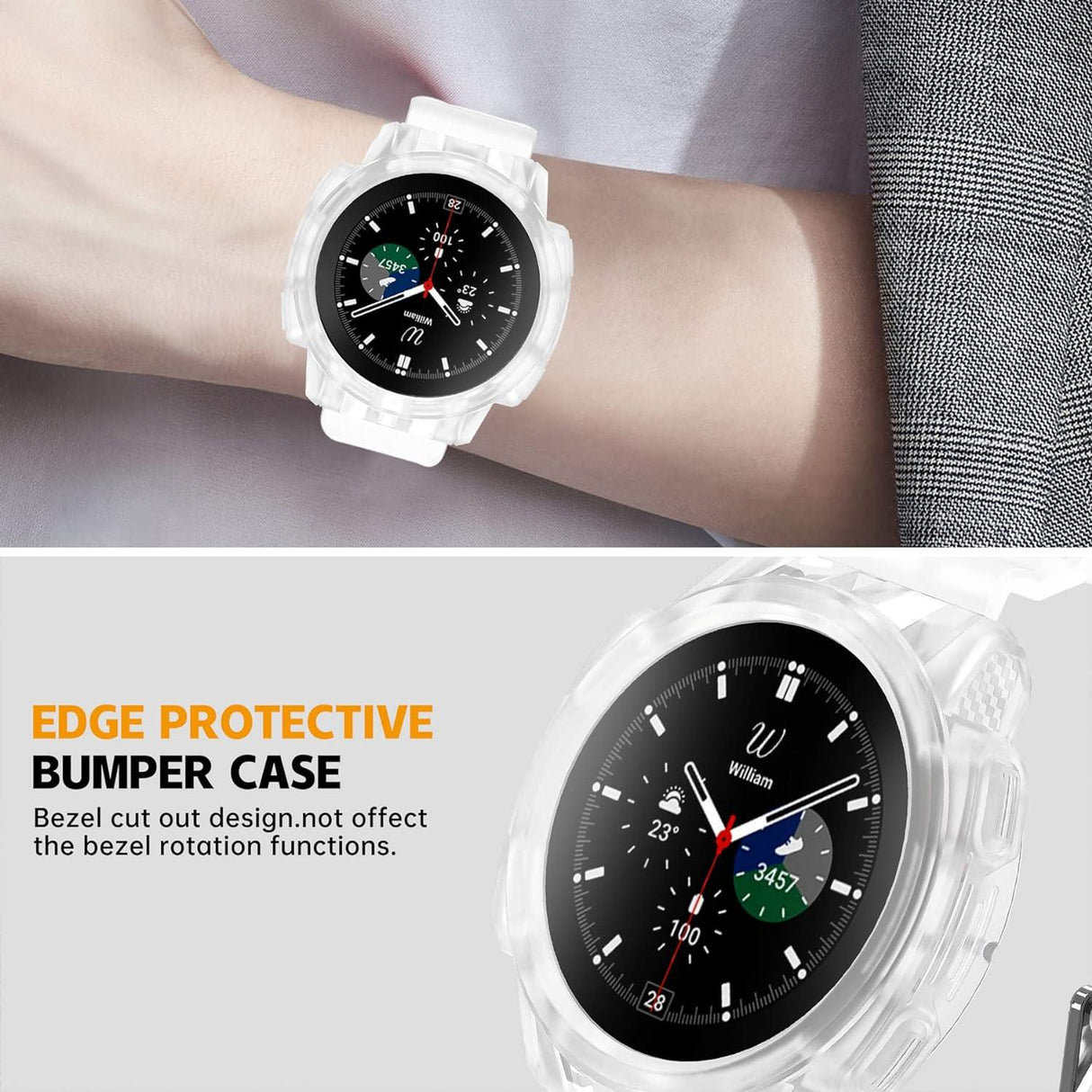 Samsung Galaxy Watch 4 Classic 42mm Szilikon Csere Szíj + Védőtok (Fehér) - Outlet24