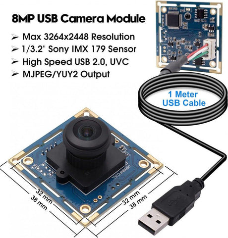 8MP 1080P HD USB Kamera, IMX179 CMOS, 180° Halászszem Objektív Újracsomagolt termék - Outlet24