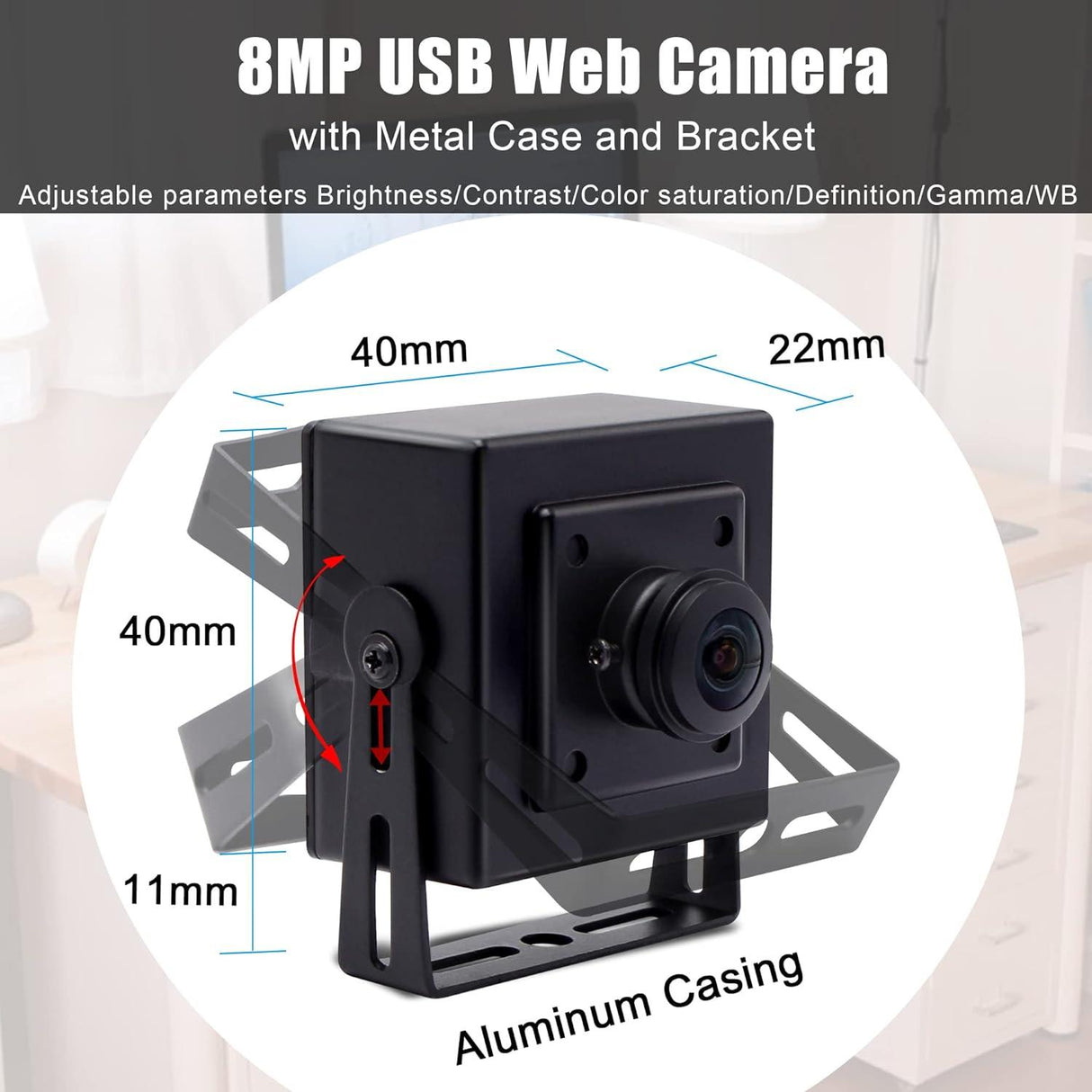 8MP USB Kamera Modul Házban, Fisheye Széles Látószögű Webkamera - Outlet24