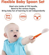 Qshare 2 darabos baba evőeszköz szett utazó tokkal, hajlítható funkcióval, narancssárga színben Újracsomagolt termék - Outlet24