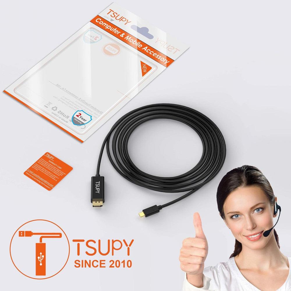 TSUPY USB C - Displayport 4K 1,8 m Aranyozott Kábel, Thunderbolt 3 Type C - DisplayPort Adapter iPad Mac Book Pro/Galaxy-hoz - Outlet24
