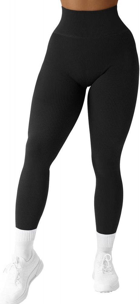 SUUKSESS Női magas derekú, varrás nélküli bordázott leggings, fekete, L méret Újracsomagolt termék - Outlet24