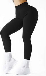 SUUKSESS Női magas derekú, varrás nélküli bordázott leggings, fekete, L méret Újracsomagolt termék - Outlet24