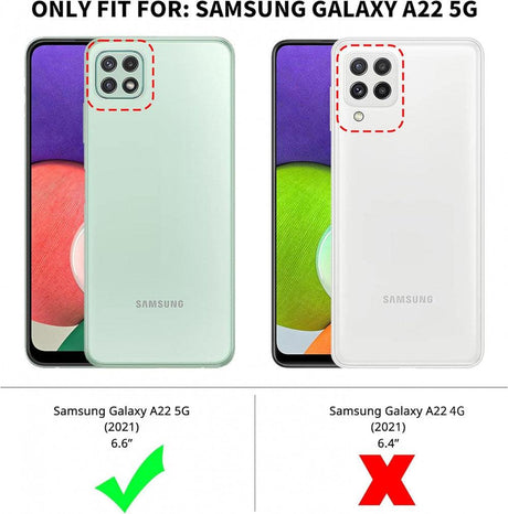 Samsung Galaxy A22 5G PU Bőr Tok, Kártyatartóval és Állvánnyal - Outlet24