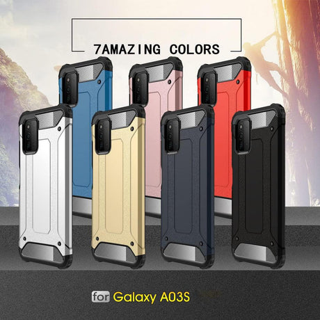 Samsung Galaxy A03s Heavy Duty Védőtok, 2 db Üveg Képernyővédővel, Ezüst Színű - Outlet24