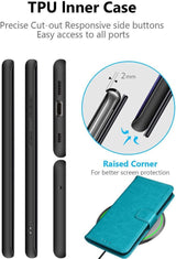 Sony Xperia 10 III bőr pénztárcás tok kihajtható állvánnyal(világoskék) - Outlet24
