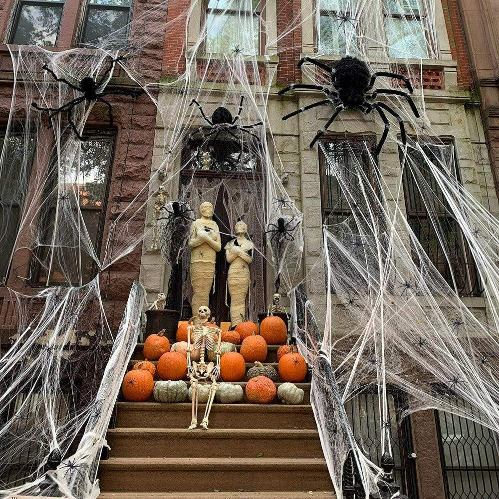 Vohoney Halloween Dekoráció Pókháló 200g, 100 darab Mesterséges Pók - Outlet24