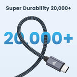 RAMPOW 2 méteres, fontott USB-A-USB-C gyorstöltő kábel(Szürke) - Újracsomagolt termék - Outlet24