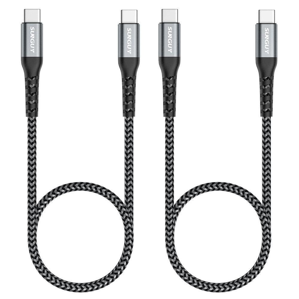 SUNGUY 2 csomag USB-C - USB-C gyorstöltő kábel, iPhone 15, Galaxy S23, iPad Pro/Air, MacBook Air/Pro, PS5 kompatibilis Újracsomagolt termék - Outlet24