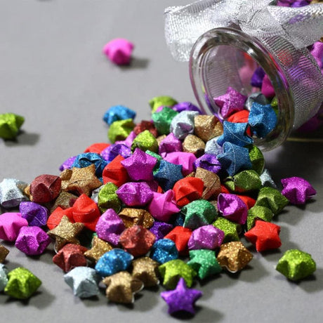 TOYANDONA Glitter Origami Csillag Papírok, 320 darabos csomag, Kézműves DIY (Véletlenszerű szín) - Outlet24