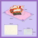 TAROME LOVE YOU MOM 3D Anyák Napi Üdvözlőkártya, Születésnapi Köszönőkártya Borítékkal - Outlet24