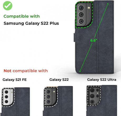 Samsung Galaxy S22 Plus Valódi Bőr Tok | Kártyatartós Pénztárcás Flip Tok | Állvánnyal | (Kék) - Outlet24