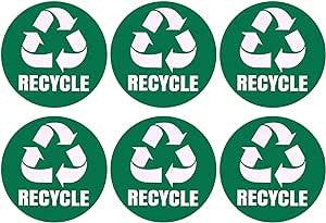 Szemetes újrahasznosítási matrica szett, rozsdamentes acél és műanyag hulladékgyűjtőkhöz, 6 db, zöld, 12 cm - Outlet24