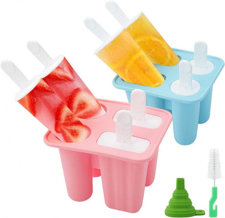 Szilikon Jégforma és Jégkrémforma Készlet, BPA-mentes, Újrafelhasználható Ecsettel Újracsomagolt termék - Outlet24