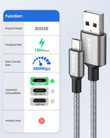 SUNGUY USB-A USB-Micro kábel, 1.5 méter, 3 darabos - Outlet24